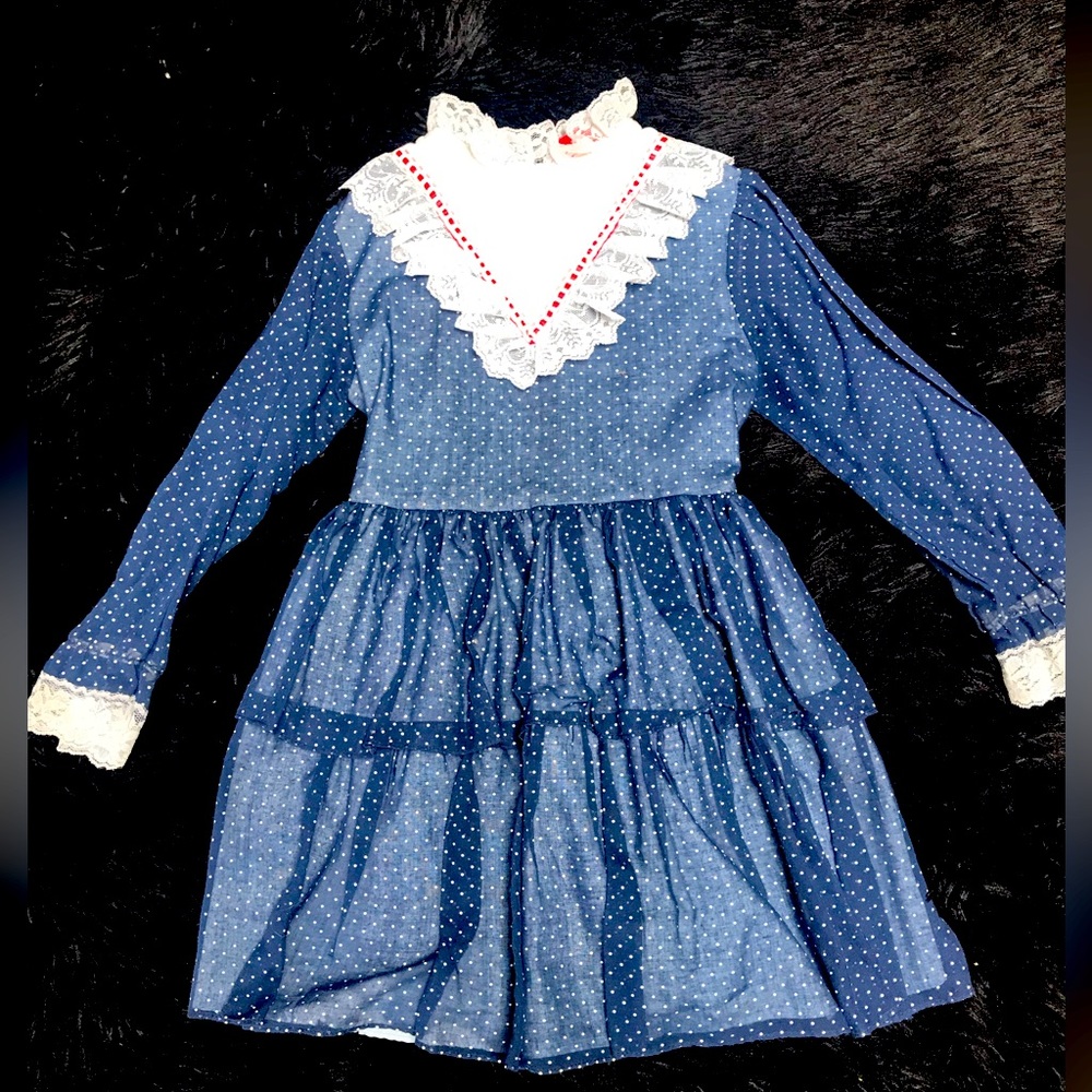 Vintage prairie lace ruffle  dress